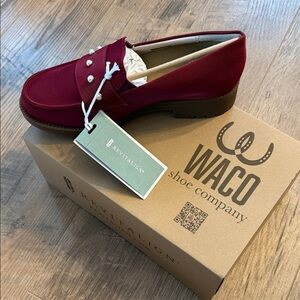 🆕 REVITALIGN Laurel Women's Burgundy Loafers with Pearl Details